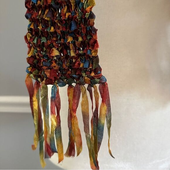 Vintage handmade colorful ribbon scarf - Picture 3 of 3